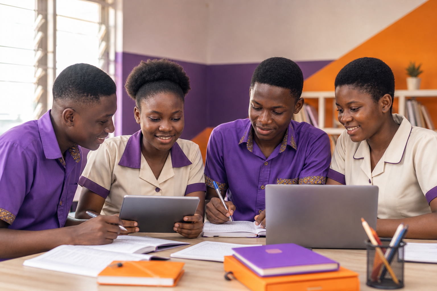 Ghanaian SHS students studying together online
